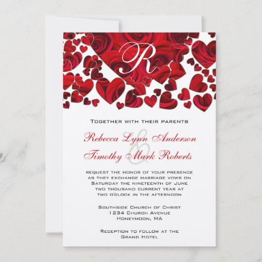 Rozen van het Zwarte en Rode Hart Weddenschap Kaart (Voorkant)