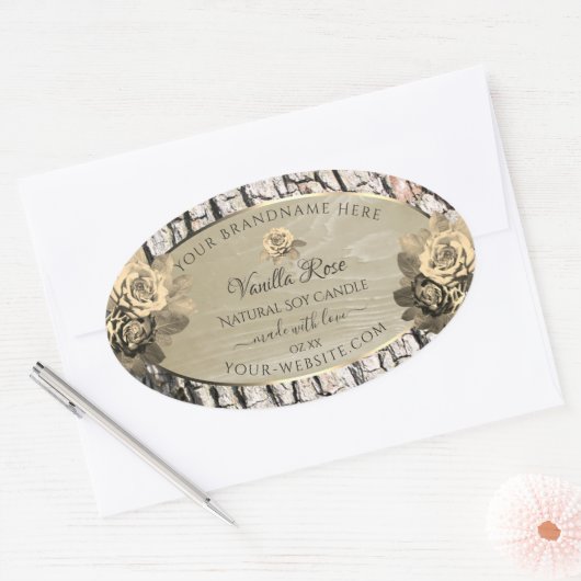 Rozen van hout Etikettering van producten op basis Ovale Sticker (Envelop)