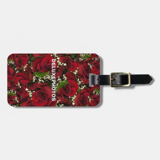 Rozen van karmijn bagagelabel (Voorkant horizontaal)