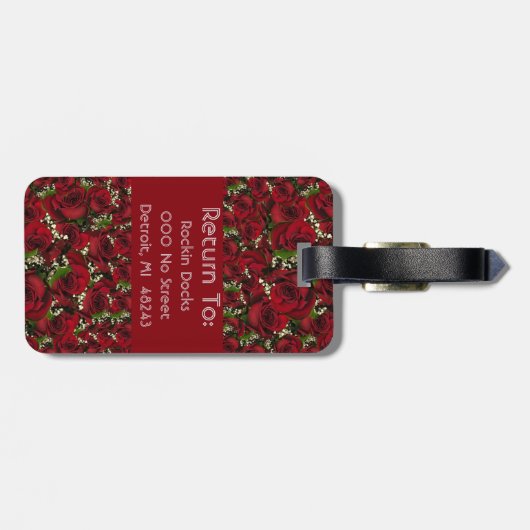 Rozen van karmijn bagagelabel (Achterkant horizontaal)