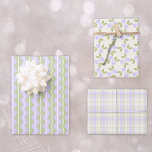 Rozen van katoen, Tartan en Stripes, ingesteld in  Inpakpapier Vel<br><div class="desc">De Rozen van het katoen in schaduwen kleven of licht paars viool,  groen,  en extra lichte ivoor. Traditionele zigzag- of chevron-strepen. Feminine gekleurde tartan-pleister. Perfect voor verjaardagen,  bruiloften,  Moederdag,  enz. Ik heb ook pakpapiersets die allemaal hetzelfde ontwerp zijn als je de variëteit in deze set niet nodig hebt.</div>