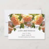Rozen van koraalperziken, oranje floreel save the date (Voorkant)