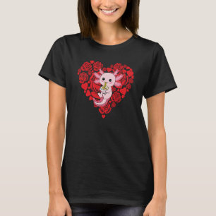 Rozen van Love Heart Valentijnsdag Axolotl Boys Ki T-shirt