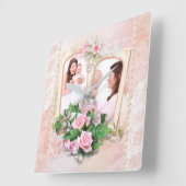 Rozen van moederdag Lace Pearls  Foto Lijst Vierkante Klok (Hoek)