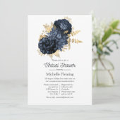  Rozen van Navy en Gold Shabby - Virtual Shower Kaart (Staand voorkant)