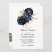 Rozen van Navy en Gold Shabby - Virtual Shower Kaart (Voorkant / Achterkant)