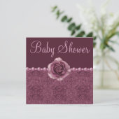 Rozen van  Paars Baby shower, parels en kant Kaart (Staand voorkant)