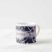 Rozen van Paars Glas in lood met naamplaat Espresso Kop (Voorkant rechts)