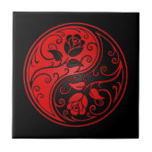 Rozen van Red en Black Yin Yang Tegeltje (Voorkant)
