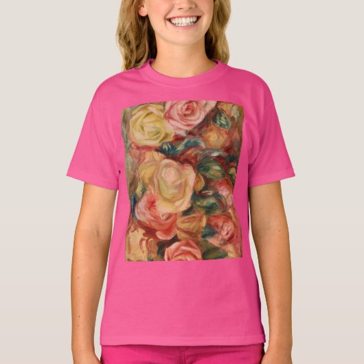 Rozen van Renoir Impressionist Painting T-shirt (Voorkant)