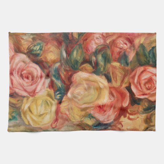Rozen van Renoir Impressionist Painting Theedoek (Horizontaal)