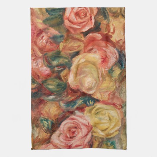 Rozen van Renoir Impressionist Painting Theedoek (Verticaal)