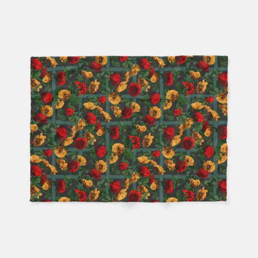 Rozen van rode gele elegant fleece deken (Voorkant (Horizontaal))
