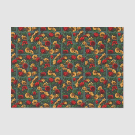 Rozen van rode gele elegant tissuepapier (Voorkant)