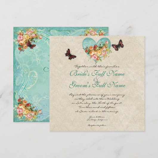 Rozen van  Roos Butterfly Butterflies Swirls Kaart (Voorkant / Achterkant)