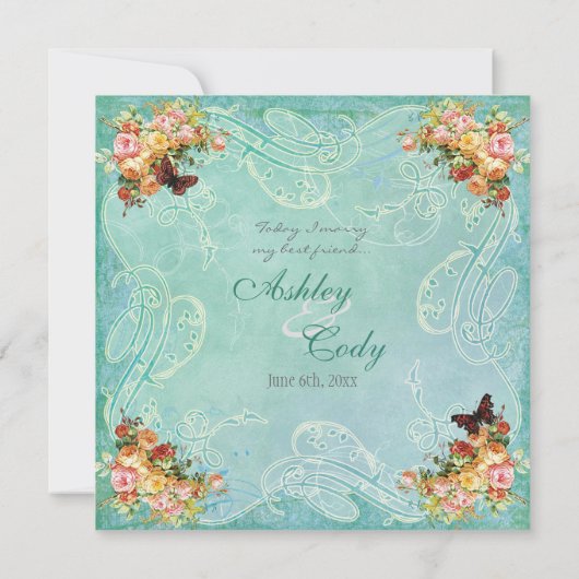 Rozen van  Roos Butterfly Butterflies Swirls Kaart (Achterkant)