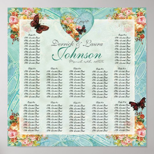 Rozen van  Roos Butterfly Butterflies Swirls Poster (Voorkant)