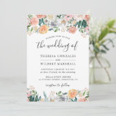 Rozen van tuinen Bloom Floral Wedding Kaart (Staand voorkant)