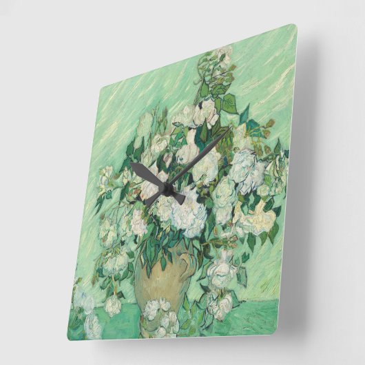 Rozen van Vincent Van Gogh Vierkante Klok (Hoek)