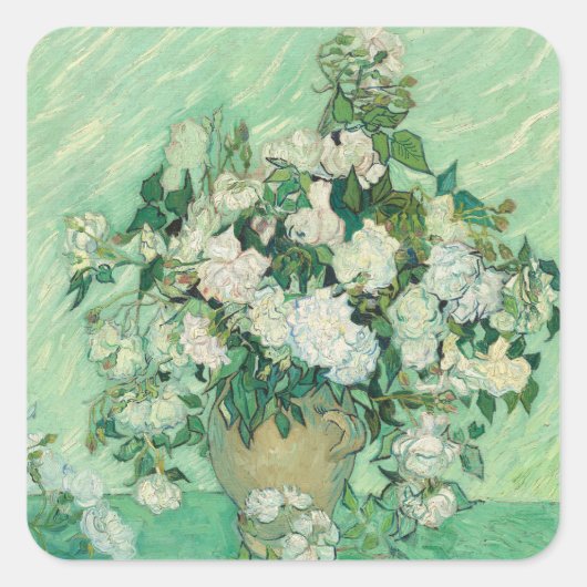 Rozen van Vincent Van Gogh Vierkante Sticker (Voorkant)