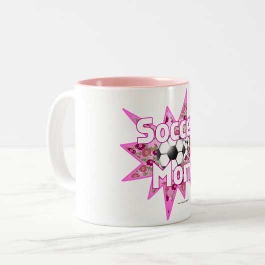 Rozen van Voetbal-mam Tweekleurige Koffiemok (Voorkant links)