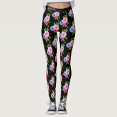 Rozen van waterverf afschilderen in Roze en blauwe Leggings (Voorkant)