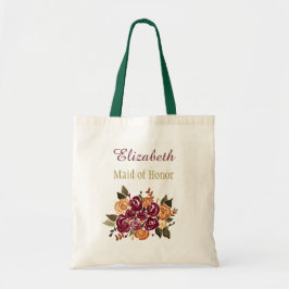 Rozen van wijn Floral Bridal Bridesmaid met naam Tote Bag