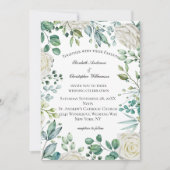 Rozen van witte Floral Eucalyptus Botanische bruil Kaart (Voorkant)