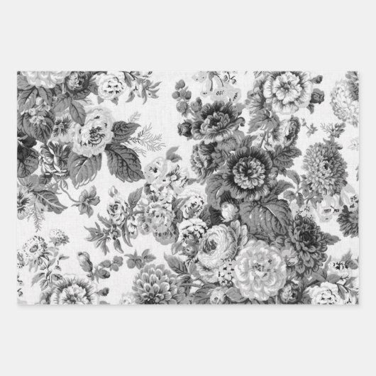 Rozen van zwarte en witte Floral Dahlias Inpakpapier Vel (Voorkant)