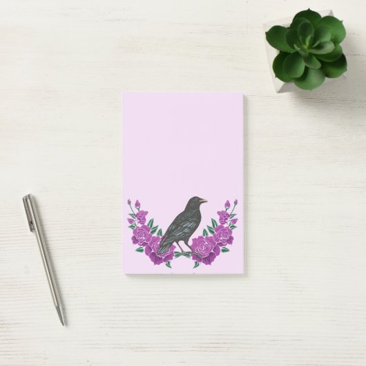 Rozen van zwarte vogels en Raven Post-it® Notes (Kantoor)