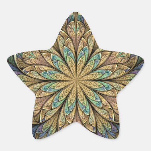Rozen venster geel Abstract Glas in lood Ster Sticker (Voorkant)