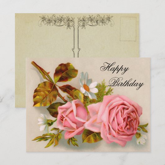  Rozen Verjaardag Briefkaart (Voorkant / Achterkant)