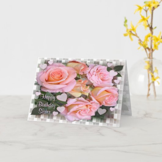 Rozen Verjaardag Kaart voor zus (Gele Bloem)