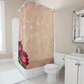 Rozen verlaten gouden achtergrond afbeelding douchegordijn (In situ)