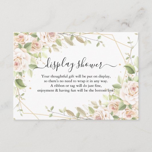 Rozen Vertoning Bridal Weduwenkast Enclosure Card Informatiekaartje (Voorkant)