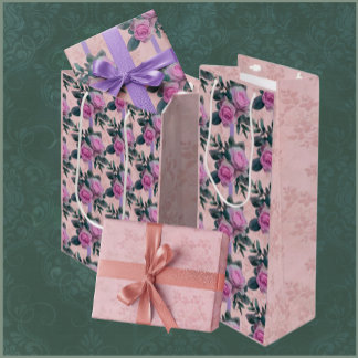 Rozen Vervaagd Damask Gift Bag Wijn Cadeautas