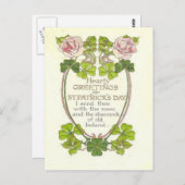 Rozen Vier Bladklavers St Patrick's Day C Briefkaart (Voorkant / Achterkant)