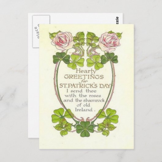  Rozen Vier Bladklavers St Patrick's Day C Briefkaart (Voorkant / Achterkant)