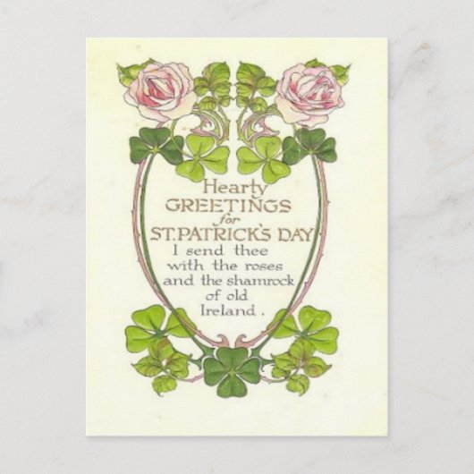 Rozen Vier Bladklavers St Patrick's Day C Briefkaart (Voorkant)