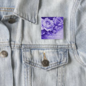  Rozen Vierkante Button 5,1 Cm (In situ)