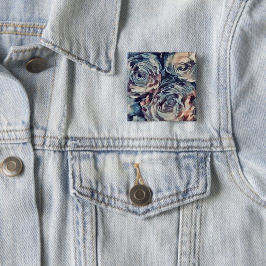 rozen vierkante button 5,1 cm (In situ)