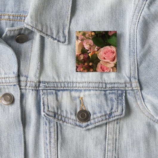 Rozen Vierkante Button 5,1 Cm (In situ)