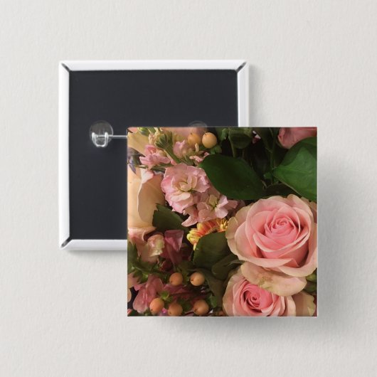 Rozen Vierkante Button 5,1 Cm (Voorkant /achterkant)
