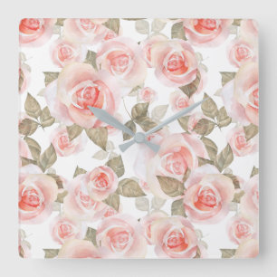 Rozen Vierkante Klok