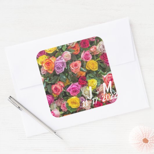 Rozen Vierkante Sticker (Envelop)