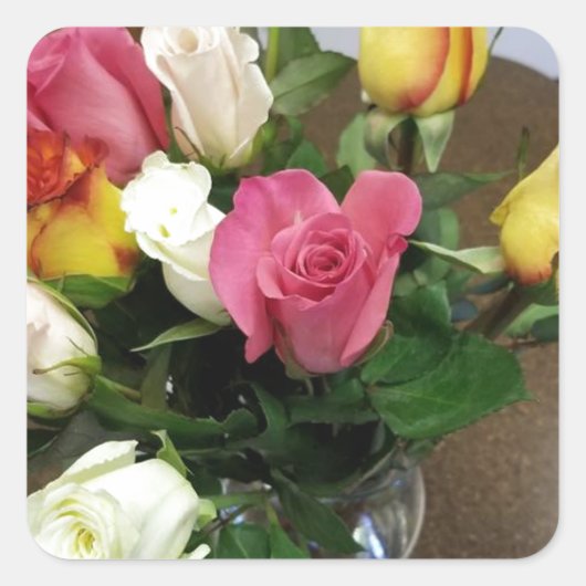 Rozen Vierkante Sticker (Voorkant)