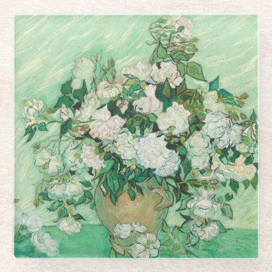 Rozen | Vincent van Gogh Glazen Onderzetter (Voorkant)