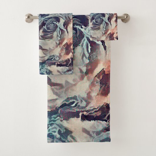 ROZEN , VINTAGE BAD HANDDOEK (Insitu)