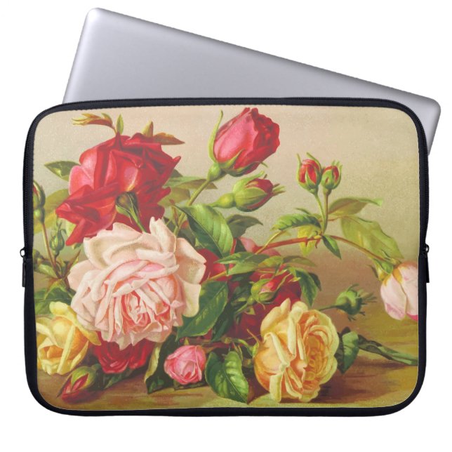 Rozen vintage laptophoes laptop sleeve (Voorkant)