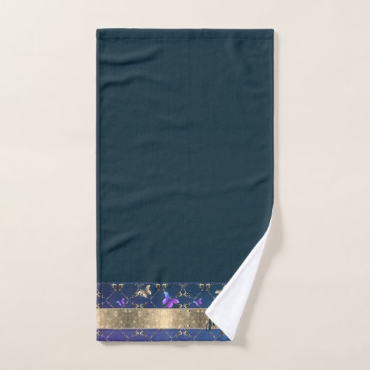 Rozen vlinder blauwe handdoek (Handdoek)